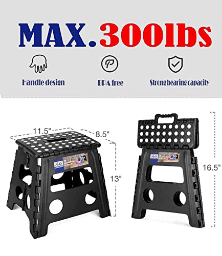 ACKO Folding Step Stool 13 inch Heavy Duty Plastic Foldable Step Stool for Kids and Adults, Small Collapsible Fold Up Stepping Stool 1 Pack - Image 4