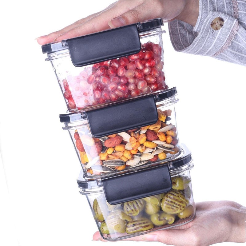 Phoenix Clear Acrylic Food Storage Container for Refrigerator, Airtight Locking Lid, Durable Organiser Box (Black, 400) - Image 1
