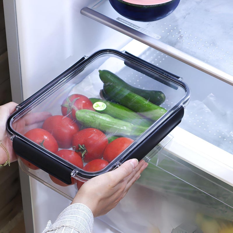 Phoenix Clear Acrylic Food Storage Container for Refrigerator, Airtight Locking Lid, Durable Organiser Box (Black, 400) - Image 2