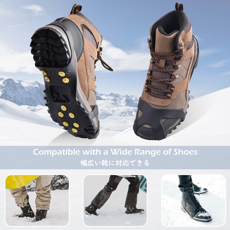 TRIWONDER Ice Cleats for Shoes and Boots 10-Stud Anti Slip Ice Grips Snow Crampons Traction Cleats Hiking Fishing Walking Gear (M, Black) - Image 5