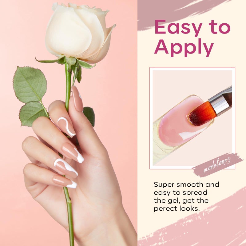 modelones Poly Extension Gel Kit for Nail, 12 Colors Pink Glitter Nude Tones Poly Nail Gel Set French Manicure DIY Design Art Home Salon Gifts - Image 3