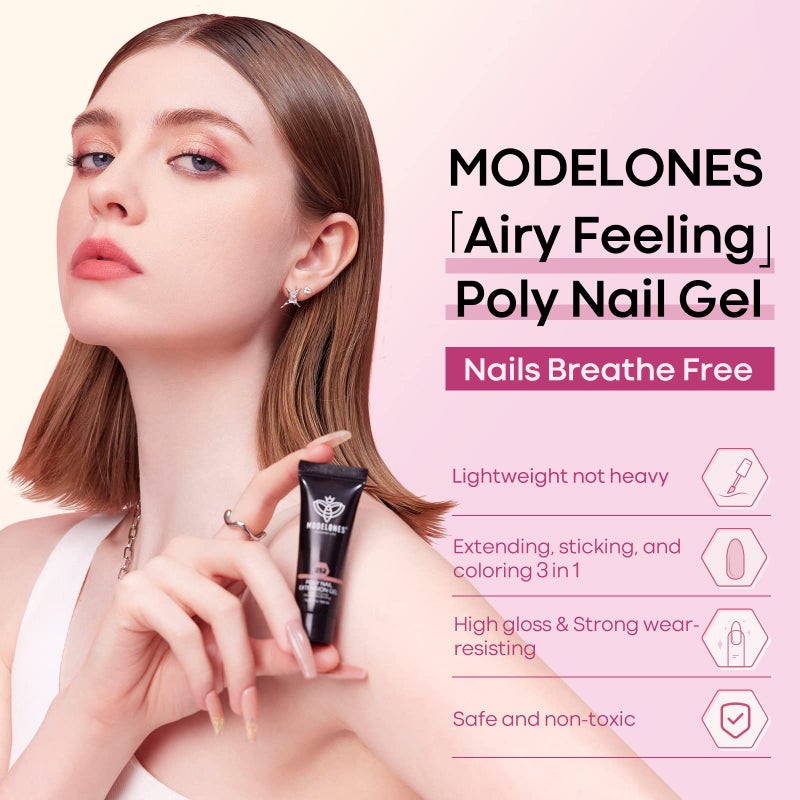 modelones Poly Extension Gel Kit for Nail, 12 Colors Pink Glitter Nude Tones Poly Nail Gel Set French Manicure DIY Design Art Home Salon Gifts - Image 4