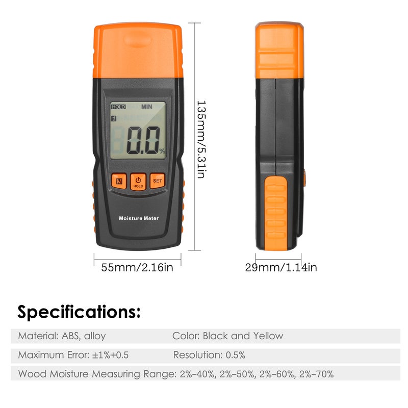 Digital Wood Meter Firewood Water Content Analyzer Humidity Tester Detecting 4 Tree Species for Woodworking Lumber Timber - Image 4