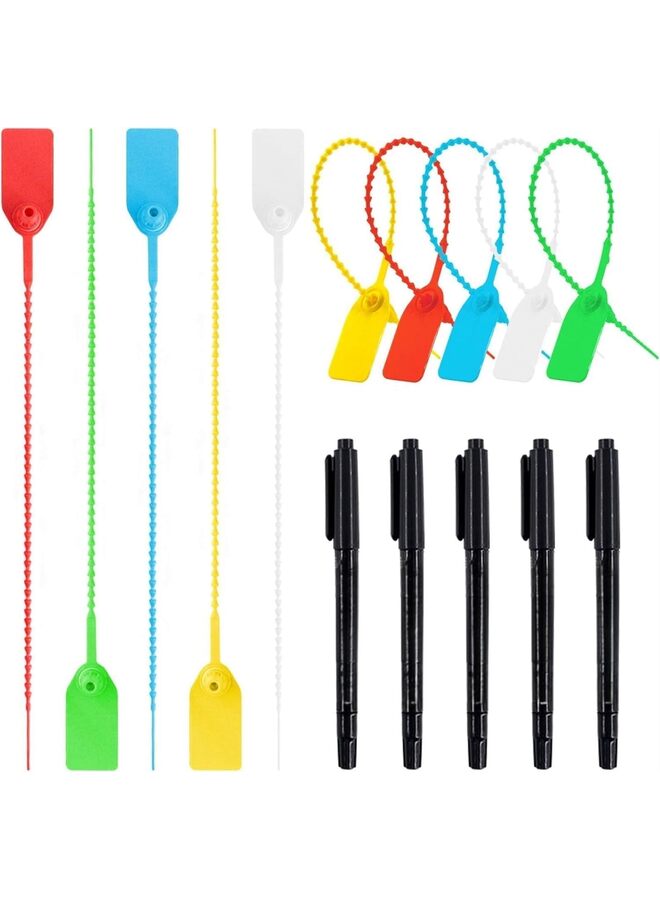 105 قطعة من علامات السوستة، روابط سحابية أمنية ذاتية القفل، علامات ختم بلاستيكية قابلة للسحب لطفايات الحريق، علامات بلاستيكية برباط سحابي، أحمر أصفر أزرق أخضر أبيض - Image 1