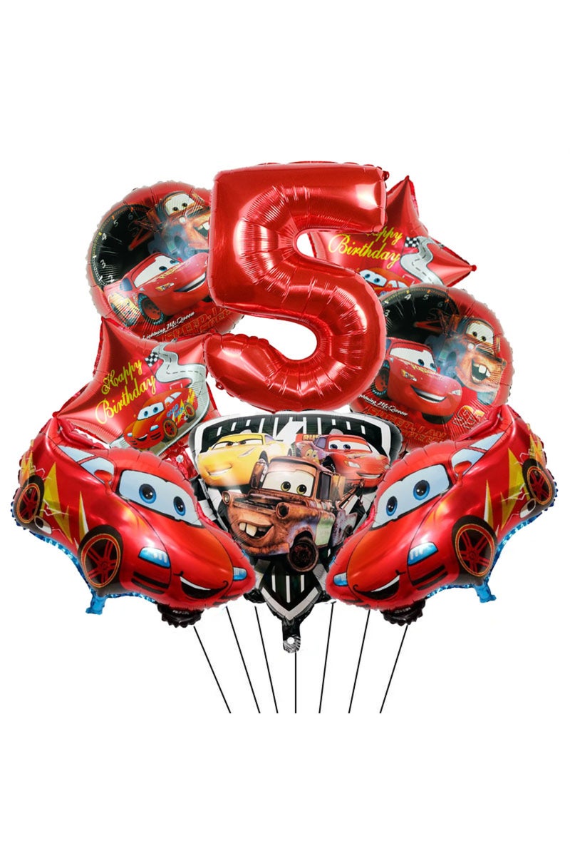 as the picture as the picture 8Pcs Lightning McQueen Foil Helium Balloon Set Digit 1-9 Years Old Bab