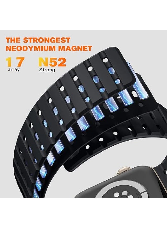 Magnetic Band Compatible with Apple Watch Strap - 45mm 44mm 42mm 49mm, Soft Breathable Silicone Sport Strap for Apple Watch Ultra 2/SE/iWatch Series 9 8 7 6 5 4 3 2 1 Ultra for Women Men - Image 5