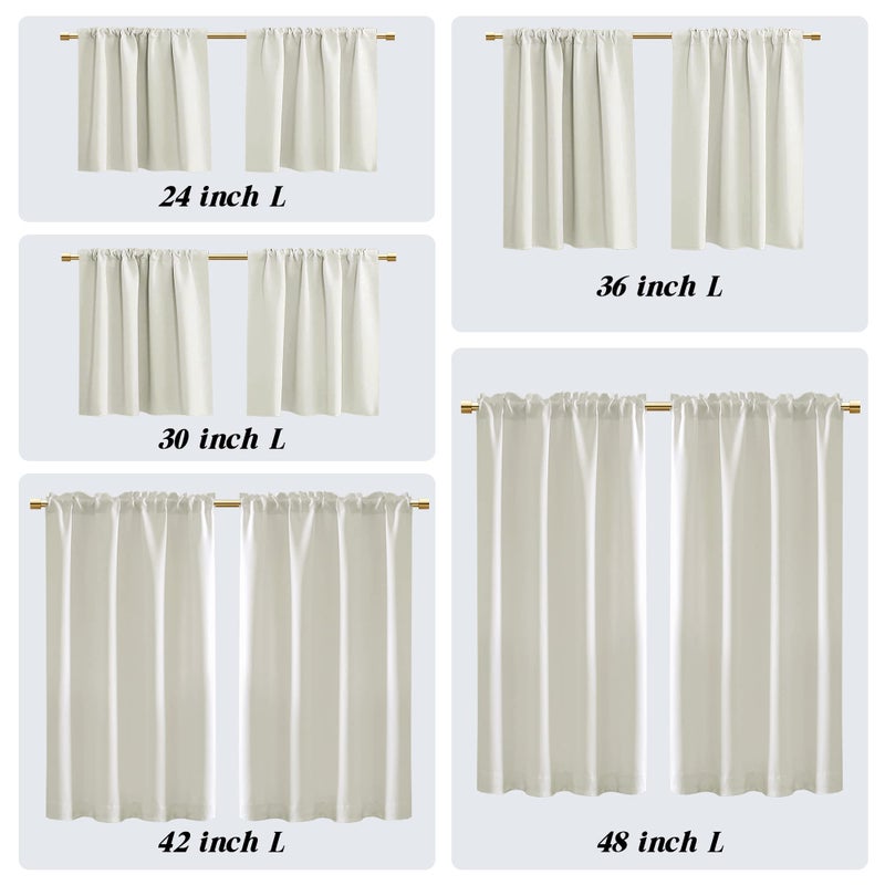 PANELSBURG Kitchen Window Curtains over Sink Extra Wide Ivory Curtain for Small Bedroom Windows 2 Panels Set Thermal Insulated Cream Short Blinds & Shades for Window Coverings 42 x 30 Inch Length Off White - Image 3