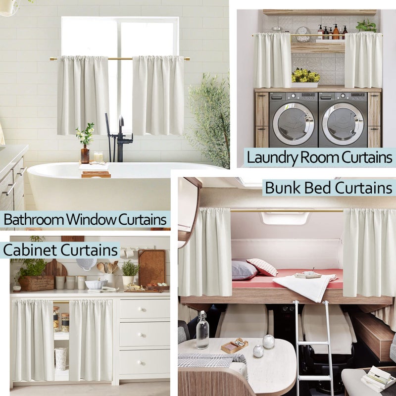 PANELSBURG Kitchen Window Curtains over Sink Extra Wide Ivory Curtain for Small Bedroom Windows 2 Panels Set Thermal Insulated Cream Short Blinds & Shades for Window Coverings 42 x 30 Inch Length Off White - Image 5