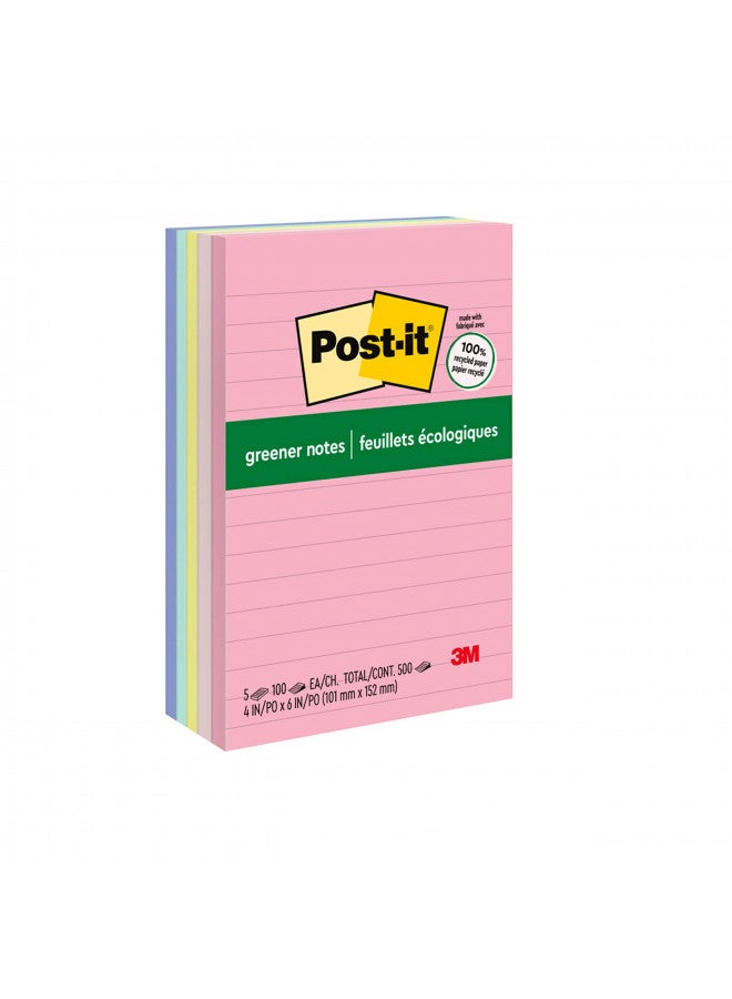 Post-it Greener Notes, 4x6 in, 5 Pads, America's #1 Favorite Sticky Notes, Sweet Sprinkles Collection, Pastel Colors, Clean Removal, 100% Recycled Material (660-RP-A) - Image 2