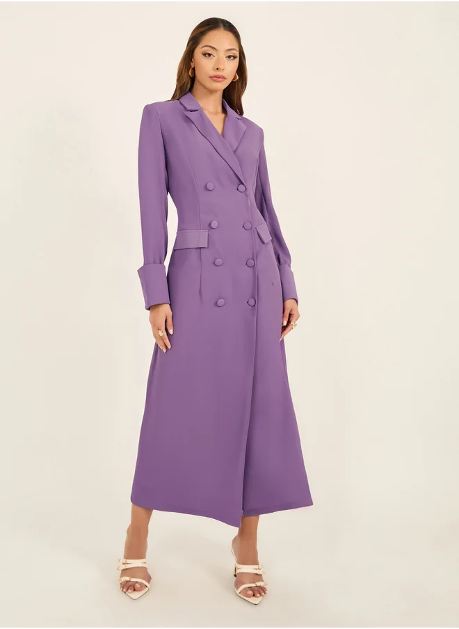 ستايلي Styli Solid Notch Label Neck Blazer Maxi Dress