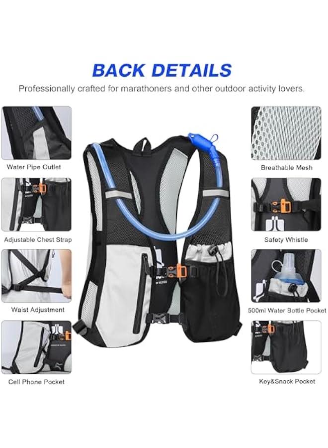 Arabest Running Hydration Vest - Lightweight Insulated Hydration Backpack with 2L Water Bladder, Adjustable Chest Straps and Reflective Water Backpack for Trail Running Marathon Race Hiking Cycling - Image 3