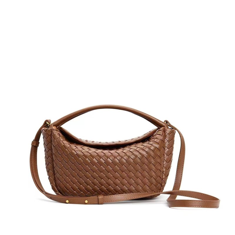Commuter Ladies Handbag Genuine Leather Hand-Woven Lunch Box Bag Cowhide Shoulder Crossbody Women'S Bag - Image 4