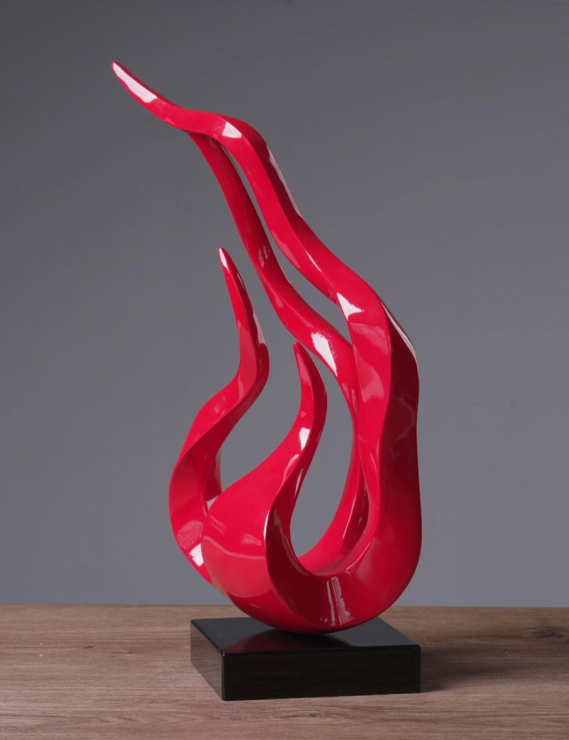 NENBOLEC Abstract Sculpture Decor Modern Arts Flame Figurine Table Centerpiece Statue Polyresin Red 16.5 inch - Image 3