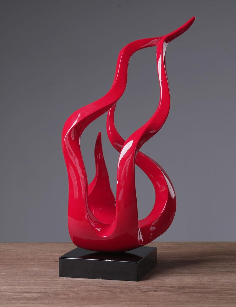 NENBOLEC Abstract Sculpture Decor Modern Arts Flame Figurine Table Centerpiece Statue Polyresin Red 16.5 inch - Image 4