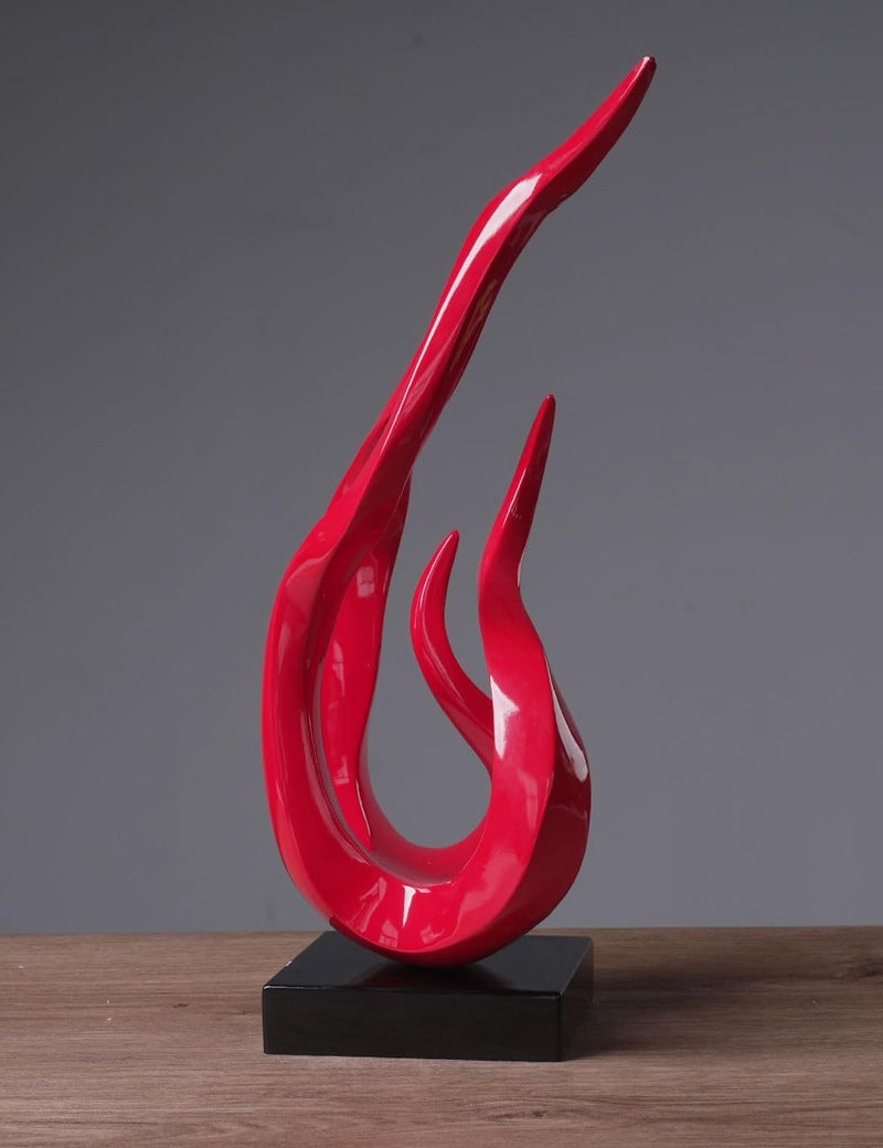 NENBOLEC Abstract Sculpture Decor Modern Arts Flame Figurine Table Centerpiece Statue Polyresin Red 16.5 inch - Image 5