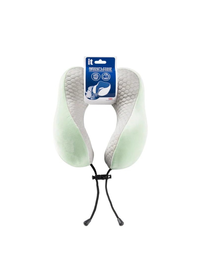 it Luggage it luggage Memory Foam Travel Neck Pillow Mint Green Weightless Breathable Fabric with Snap Closure  - Image 2