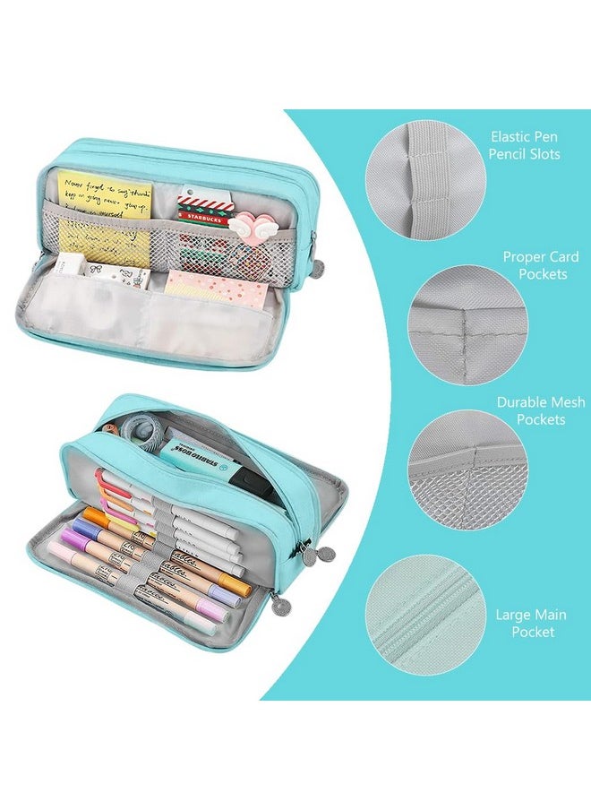 Zibuyu - Zibuyu® Pencil Box Boys Pencil Pouch for Girls Bring 3 Compartments Pen & Pencil Pouches Stationery Pouch Special Pencil Case for Kids Teenage Adults Women Men (Blue) - Image 1
