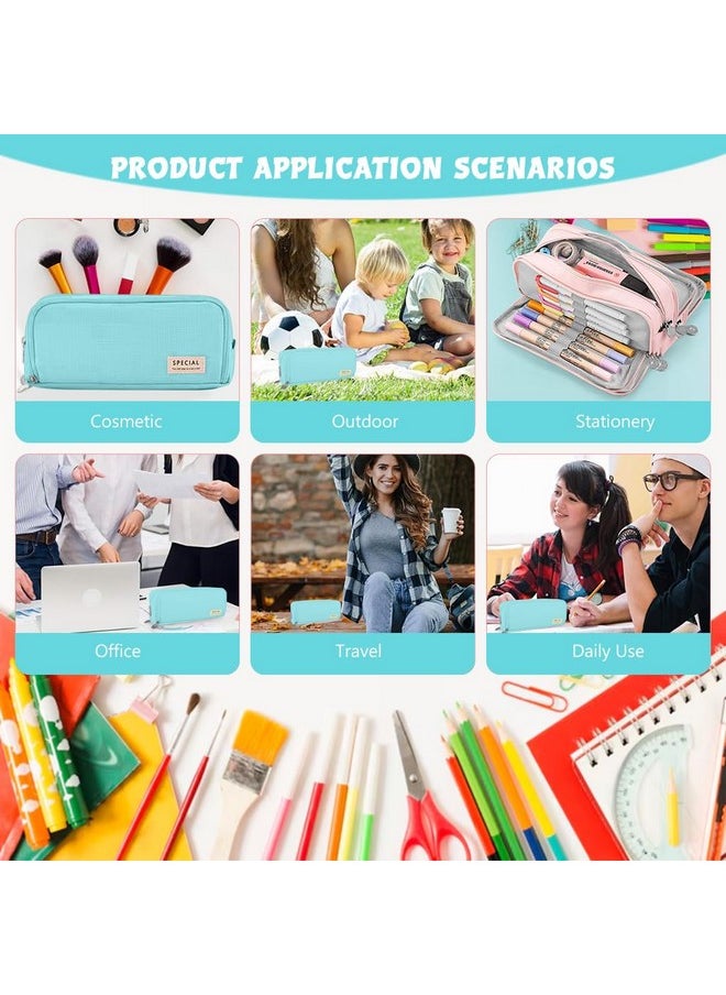 Zibuyu - Zibuyu® Pencil Box Boys Pencil Pouch for Girls Bring 3 Compartments Pen & Pencil Pouches Stationery Pouch Special Pencil Case for Kids Teenage Adults Women Men (Blue) - Image 1