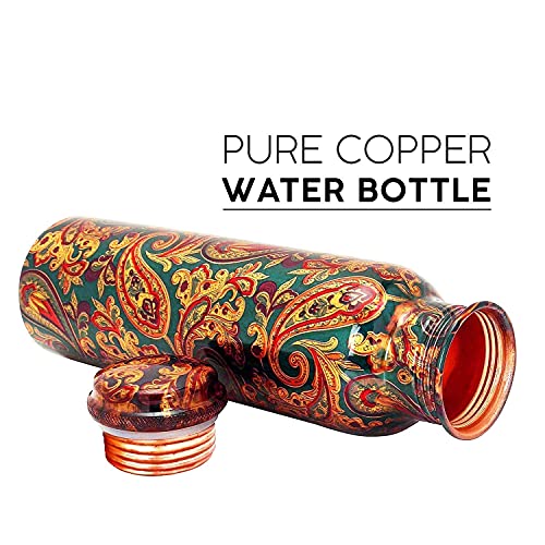 KC Pure Copper Designer Water Bottle with Leak Proof Protection, Ayurveda and Yoga Health Benefits (1000ml, 1Unit) With Lacqure Coating - Image 3