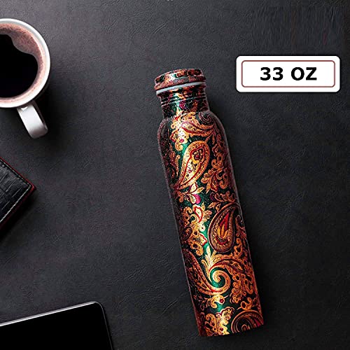 KC Pure Copper Designer Water Bottle with Leak Proof Protection, Ayurveda and Yoga Health Benefits (1000ml, 1Unit) With Lacqure Coating - Image 4
