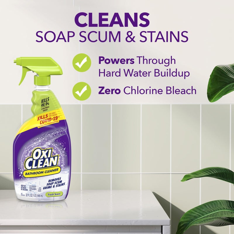 OxiClean Bathroom Cleaner, Shower, Tub & Tile, Powered by OxiClean Stainfighters, 32 oz - Image 3
