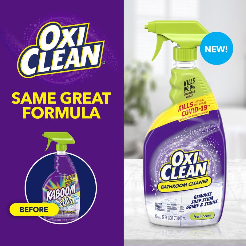 OxiClean Bathroom Cleaner, Shower, Tub & Tile, Powered by OxiClean Stainfighters, 32 oz - Image 2