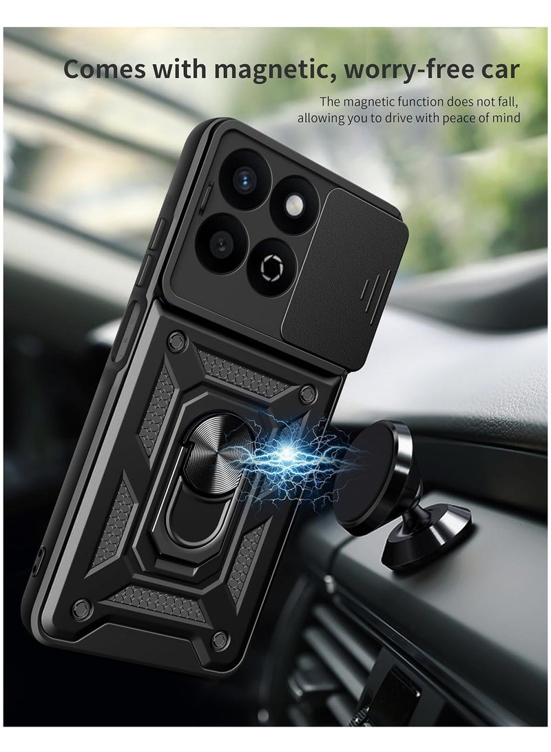 Phone Cover for Honor X7c 4G with Slide Camera Cover Drop Protective Phone Case with Magnetic Car Mount Holder - Image 2
