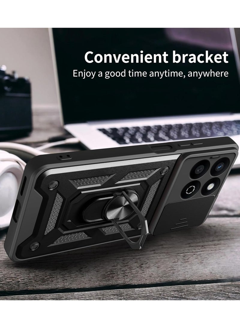 Phone Cover for Honor X7c 4G with Slide Camera Cover Drop Protective Phone Case with Magnetic Car Mount Holder - Image 4