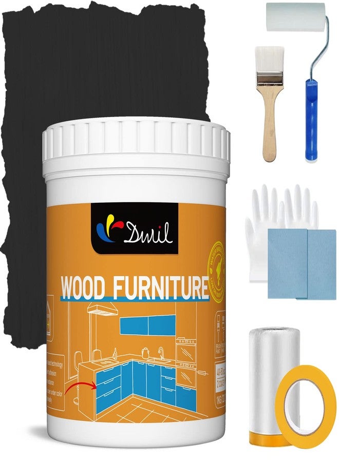 DWIL Acrylic Wood Paint for Furniture - Semi-Gloss Paint Suitable for Wood Surface Renovation, Water-Based All match Paint, Non-Toxic & Odorless, Eco-Friendly & Healthy (32oz, Black) - Image 1