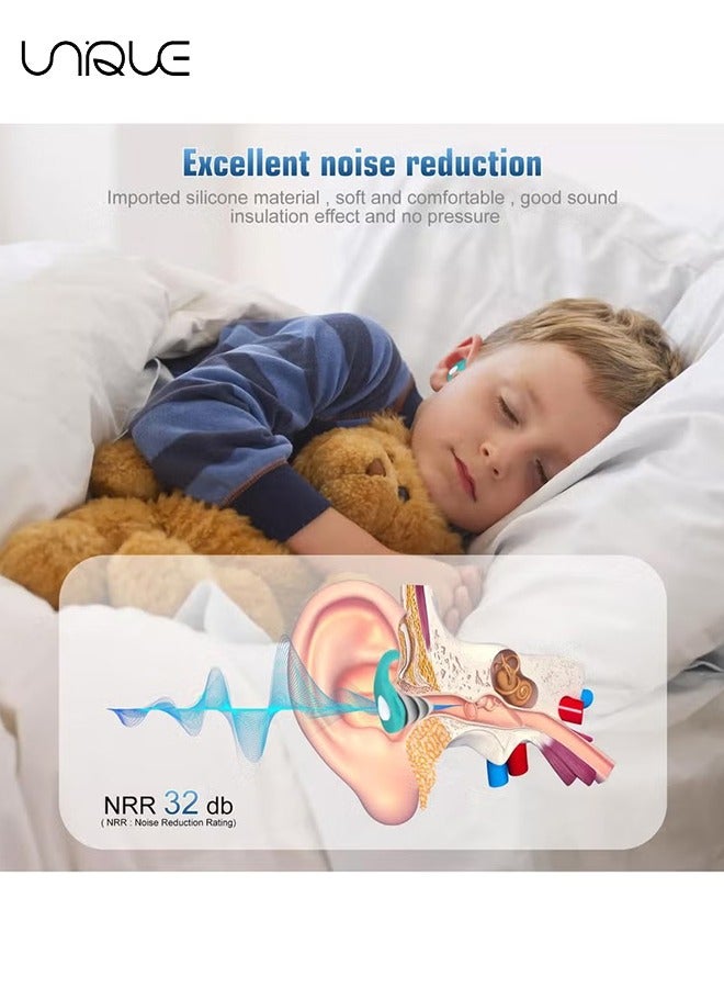 Unique 3 Pairs Swimming Earplugs for Kids, Soft Silicone Waterproof Swimming Earplugs, Kids' Reusable Swimming Earplugs for Swimming, Surfing, Diving, Showering for Kids Aged 5~12 Years  - Image 3