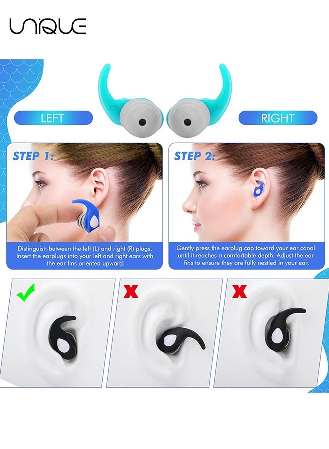 Unique 3 Pairs Swimming Earplugs for Kids, Soft Silicone Waterproof Swimming Earplugs, Kids' Reusable Swimming Earplugs for Swimming, Surfing, Diving, Showering for Kids Aged 5~12 Years  - Image 4