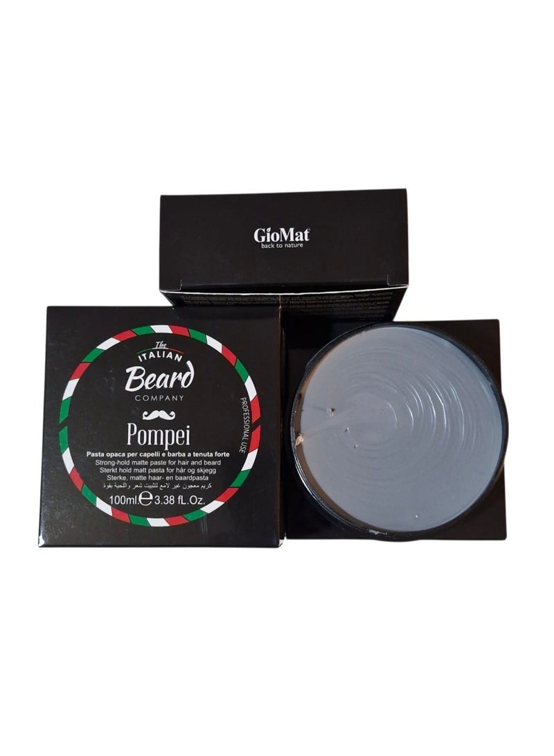 Giomat Italian Beard Styling Strong Hold Matte Paste for Hair & Beard 100ml - POMPEI - Image 2