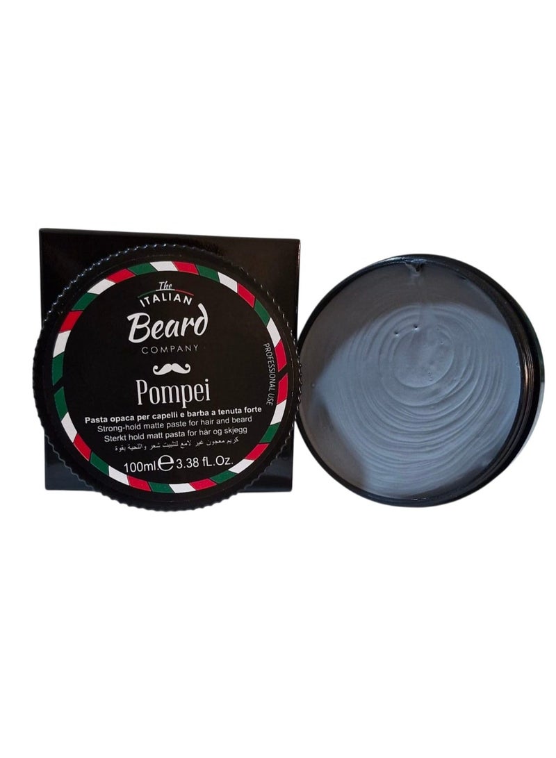 Giomat Italian Beard Styling Strong Hold Matte Paste for Hair & Beard 100ml - POMPEI - Image 3
