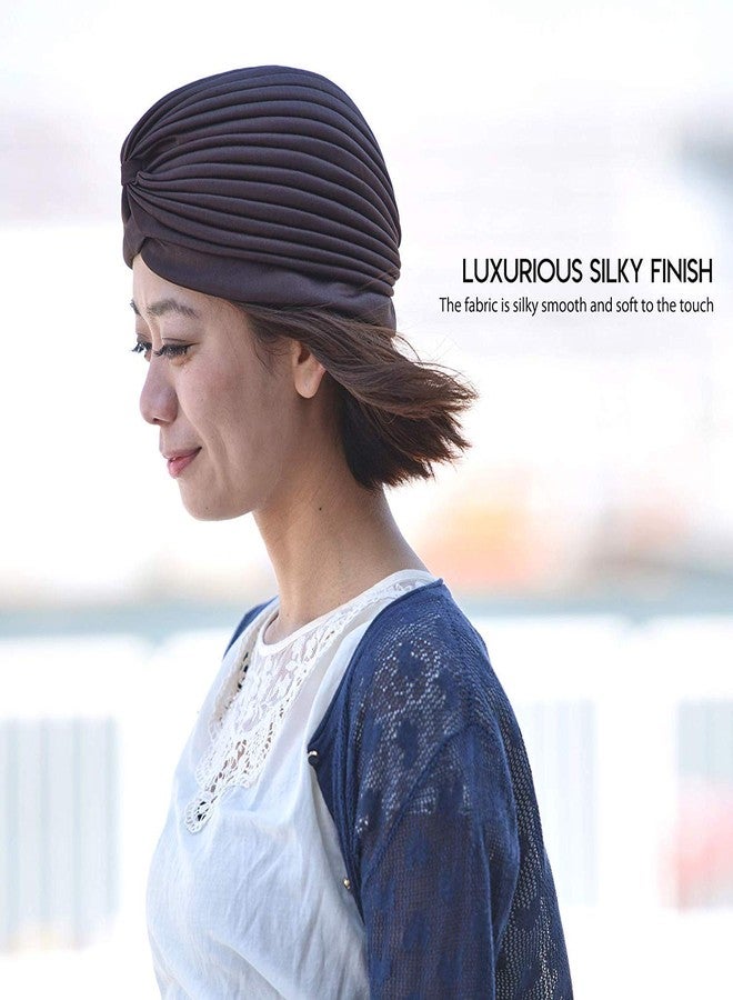 BISMAADH Men's and Women's Pleated Head Wrap Knit Bonnet Turban/Pleated Stretchable Polyester Sun Cap Pagri (Black, Free Size) - Image 5