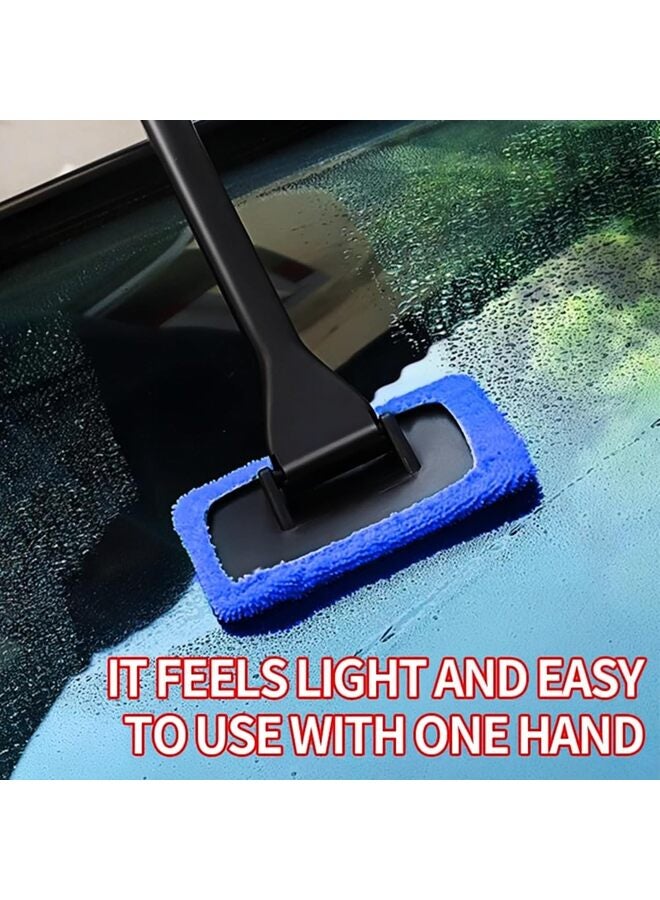 Car Windshield Cleaning Tool, Upgraded Windshield Cleaner with 6 Washable and Reusable Microfiber Pads and 1 ps spray bottle and Extendable Handle for Auto Glass Wiper, Blue - Image 4
