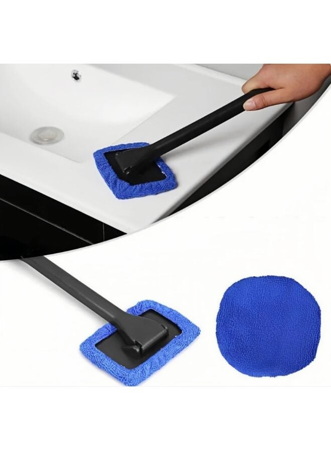 Car Windshield Cleaning Tool, Upgraded Windshield Cleaner with 6 Washable and Reusable Microfiber Pads and 1 ps spray bottle and Extendable Handle for Auto Glass Wiper, Blue - Image 2