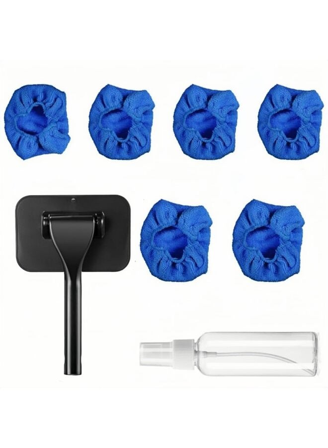 Car Windshield Cleaning Tool, Upgraded Windshield Cleaner with 6 Washable and Reusable Microfiber Pads and 1 ps spray bottle and Extendable Handle for Auto Glass Wiper, Blue - Image 5