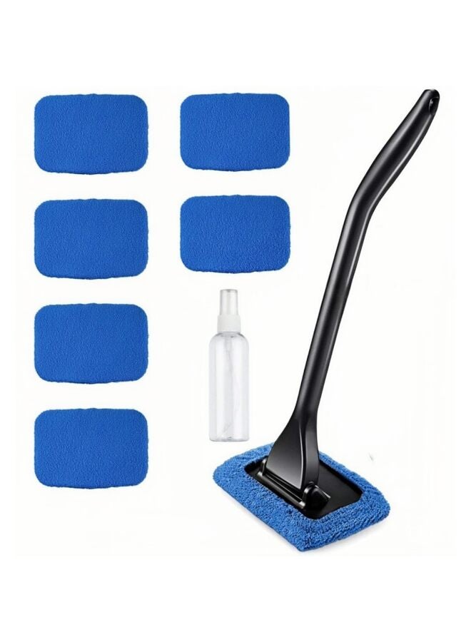 Car Windshield Cleaning Tool, Upgraded Windshield Cleaner with 6 Washable and Reusable Microfiber Pads and 1 ps spray bottle and Extendable Handle for Auto Glass Wiper, Blue - Image 1