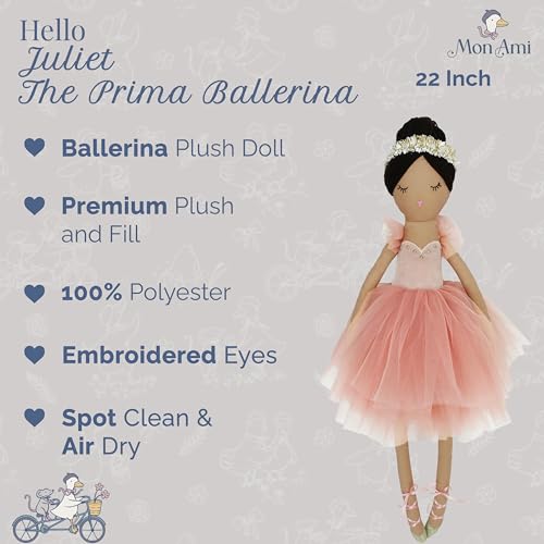 MON AMI Juliet The Prima Ballerina 22Inch Stuffed Doll for Girls Soft Ballerina Plush Doll Elegant Playtime Companion Charming Nursery Bedroom Dcor Plush Gift for All Ages - Image 5