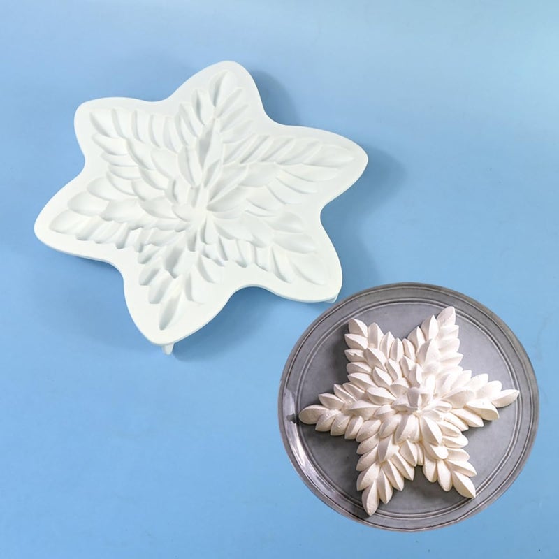 mostsom 3D Snowflower Silicone Mold for Baking, Mousse Cake Molds for French Desserts, Pastry, Chocolate, Cupcake, Pudding, Jello, Fondant, Soap, Nonstick Decoration Mould Baking Tools (G_ Snowflower) - Image 2