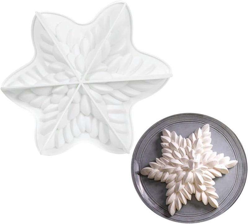 mostsom 3D Snowflower Silicone Mold for Baking, Mousse Cake Molds for French Desserts, Pastry, Chocolate, Cupcake, Pudding, Jello, Fondant, Soap, Nonstick Decoration Mould Baking Tools (G_ Snowflower) - Image 5