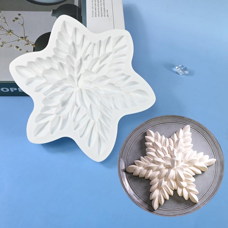 mostsom 3D Snowflower Silicone Mold for Baking, Mousse Cake Molds for French Desserts, Pastry, Chocolate, Cupcake, Pudding, Jello, Fondant, Soap, Nonstick Decoration Mould Baking Tools (G_ Snowflower) - Image 1