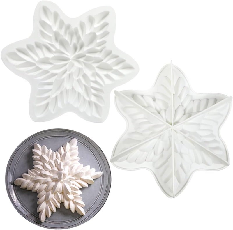 mostsom 3D Snowflower Silicone Mold for Baking, Mousse Cake Molds for French Desserts, Pastry, Chocolate, Cupcake, Pudding, Jello, Fondant, Soap, Nonstick Decoration Mould Baking Tools (G_ Snowflower) - Image 3