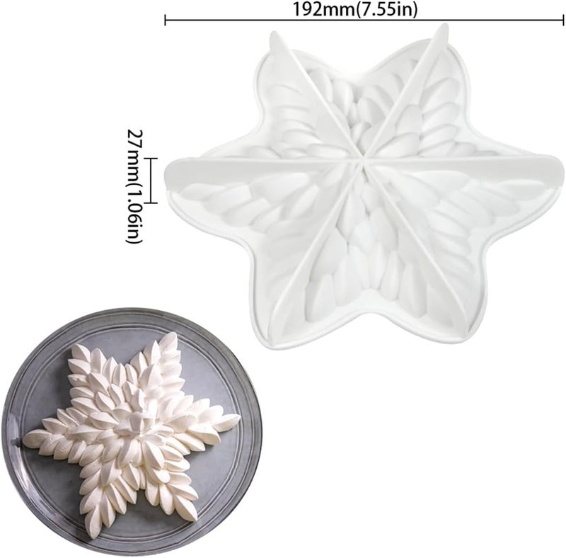 mostsom 3D Snowflower Silicone Mold for Baking, Mousse Cake Molds for French Desserts, Pastry, Chocolate, Cupcake, Pudding, Jello, Fondant, Soap, Nonstick Decoration Mould Baking Tools (G_ Snowflower) - Image 4