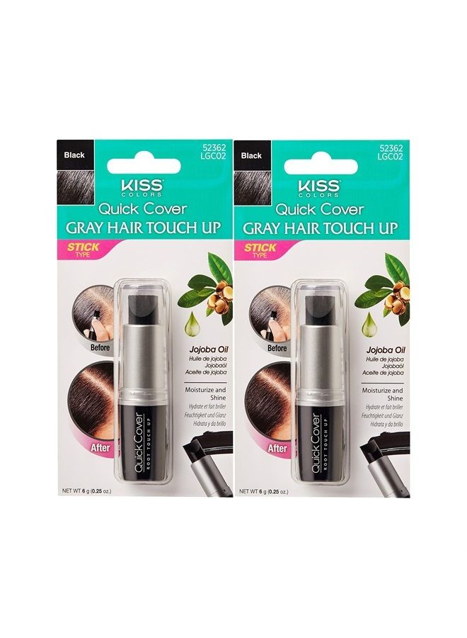 KISS Quick Cover Gray Hair Root Touch Up Stick (2 Pack - Black) - Image 1