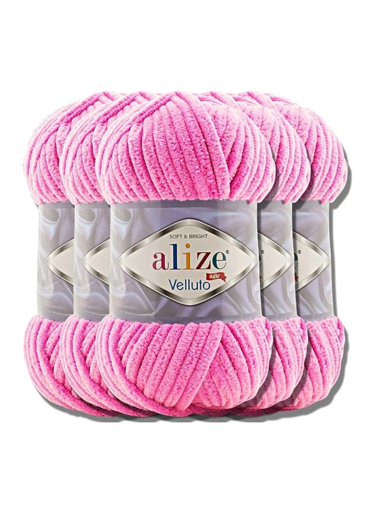 خيوط اليزا قطيفه غزل من صوف الاطفال التركي فيلوتو من الشانيل الناعم من اليز، ضخمة للغاية، مخصصة للحياكة اليدوية وللكروشيه، كرة مقاس XXL لاميجورومي، وزن 100 جرام، مجموعة من 5 قطع (بينك فاتح | 121) - Image 1