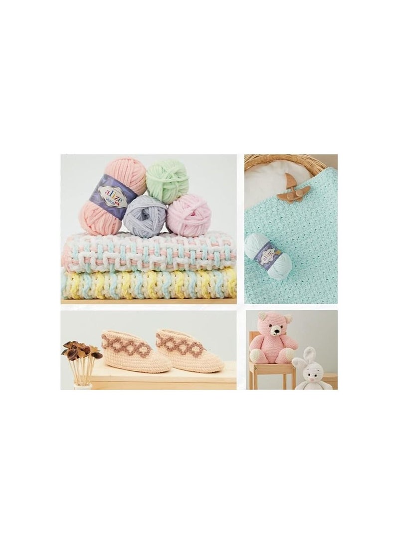 خيوط اليزا قطيفه غزل من صوف الاطفال التركي فيلوتو من الشانيل الناعم من اليز، ضخمة للغاية، مخصصة للحياكة اليدوية وللكروشيه، كرة مقاس XXL لاميجورومي، وزن 100 جرام، مجموعة من 5 قطع (بينك فاتح | 121) - Image 4