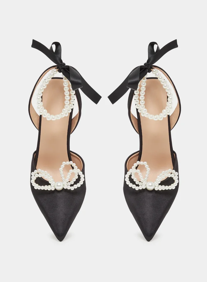 Take Two Ankle Strap Pearl Kitten Heel Sandals