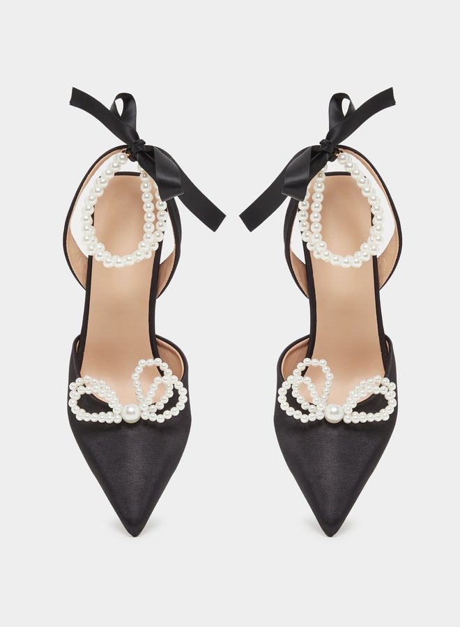 Take Two Ankle Strap Pearl Kitten Heel Sandals  - Image 5