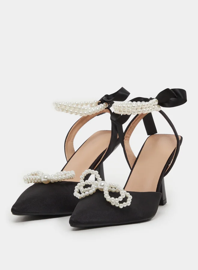 Take Two Ankle Strap Pearl Kitten Heel Sandals
